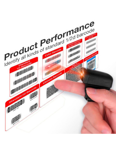 LECTOR AVPOS CODIGOS 1D + 2D + QR BT02 PORTATIL FINGER BLUETOOTH