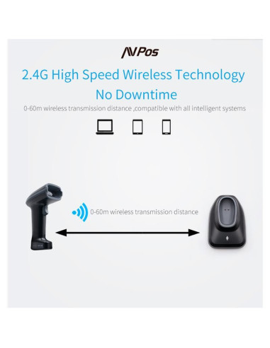 LECTOR AVPOS CODIGOS 1D + 2D +QR BT230 WIRELESS 2.4 + BLUETOOTH + USB