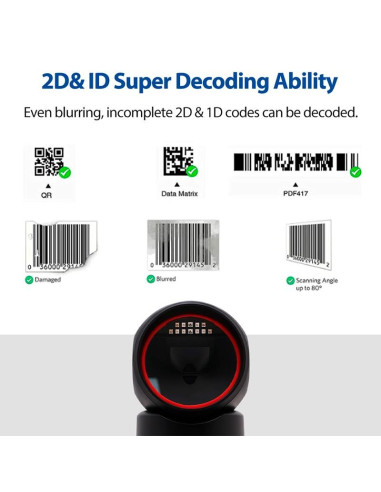 LECTOR AVPOS CODIGOS 1D +2D + QR M680 SOBREMESA USB