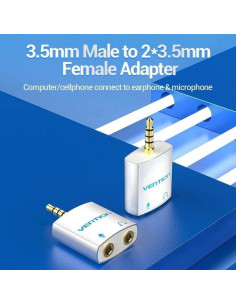 ADAPTADOR AUDIO VENTION JACK 3.5/M - 2X JACK 3.5/H WHITE 2