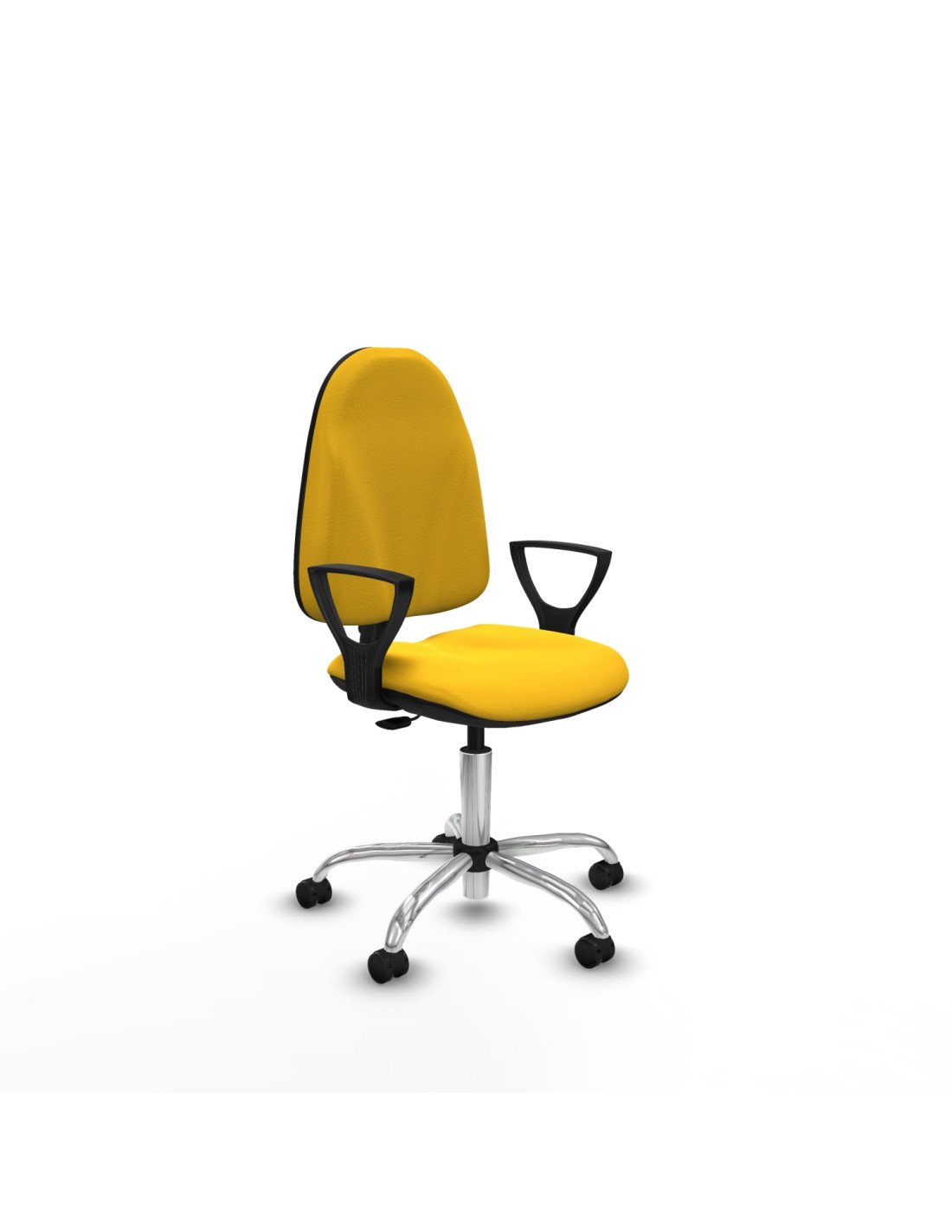 Piqueras y Crespo Algarra CP similpiel amarillo brazos fijos base cromada ruedas autofrenantes 50mm