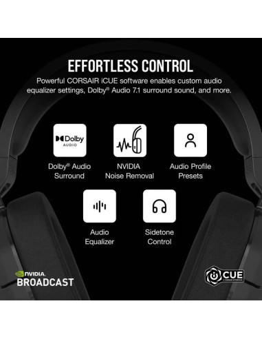 AURICULARES + MICROFONO CORSAIR HS55 GAMING HEADSET WIRELESS DB 7.1 BLACK