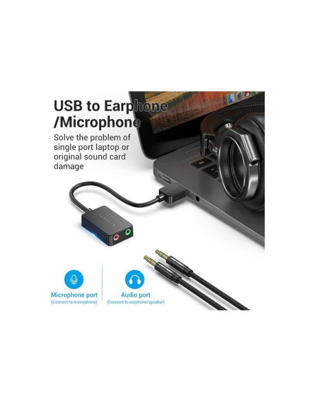 TARJETA DE SONIDO 2.1 VENTION USB-A JACK 3.5MM BLACK