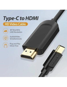 CABLE CONVERSOR HDMI 1.4 4K VENTION USB-C/M - HDMI/M 2M BLACK 2