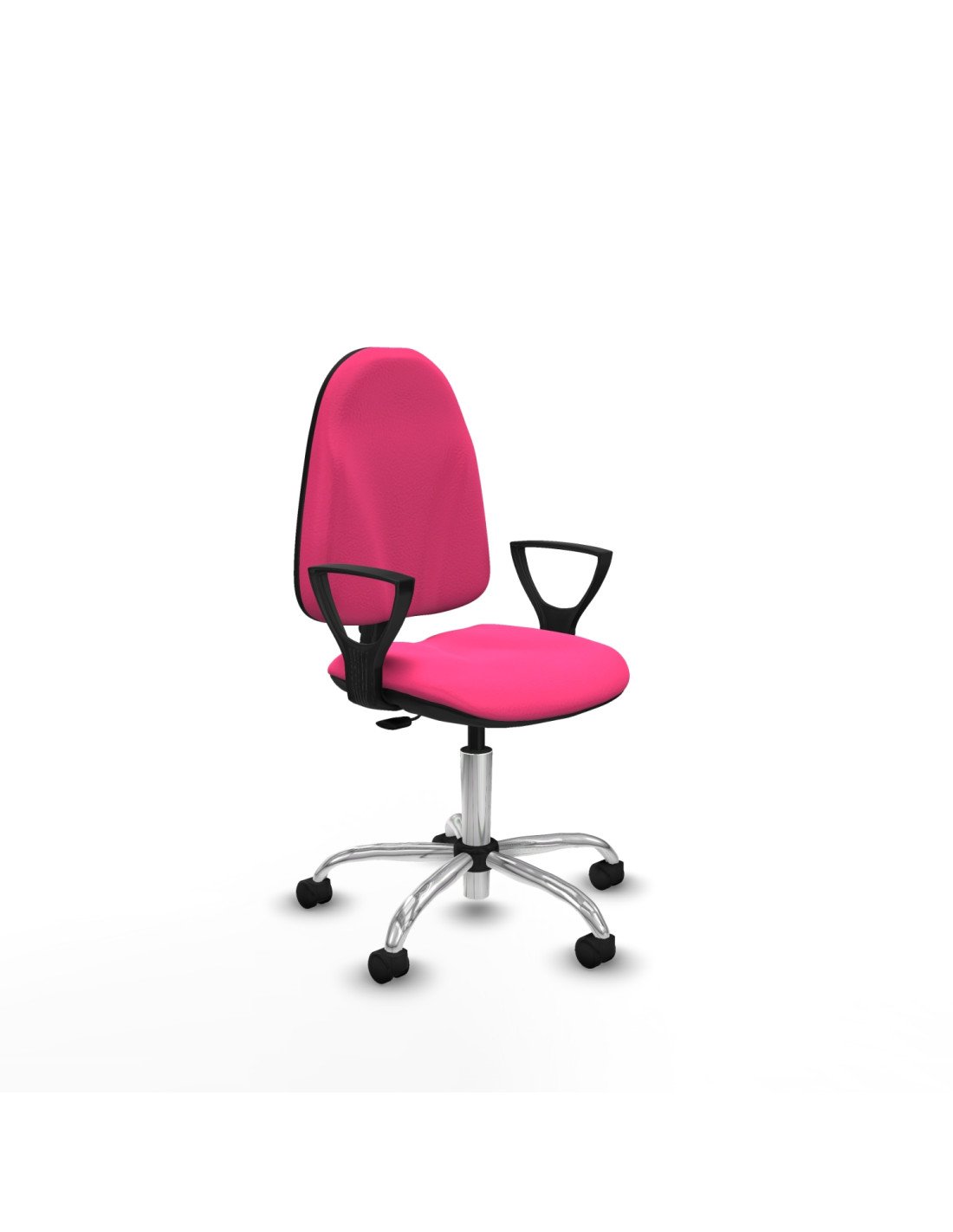 Piqueras y Crespo Algarra CP similpiel rosa brazos fijos base cromada ruedas nailon 50mm