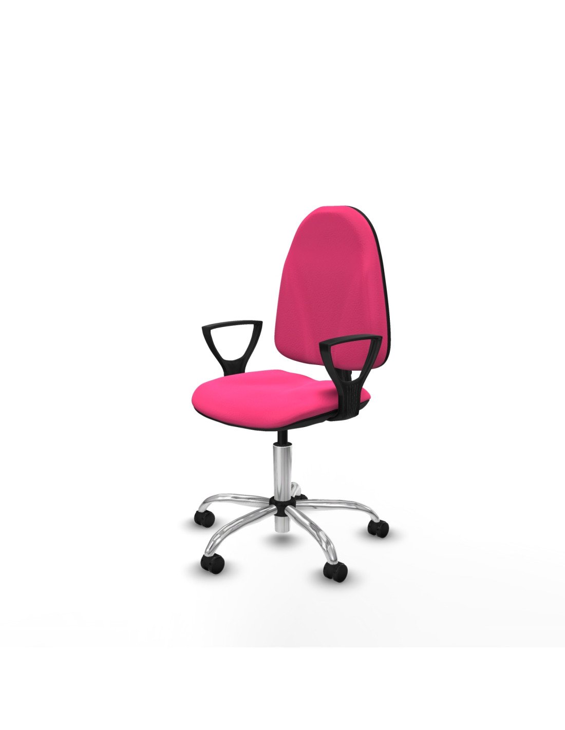 Piqueras y Crespo Algarra CP similpiel rosa brazos fijos base cromada ruedas engomadas 50mm