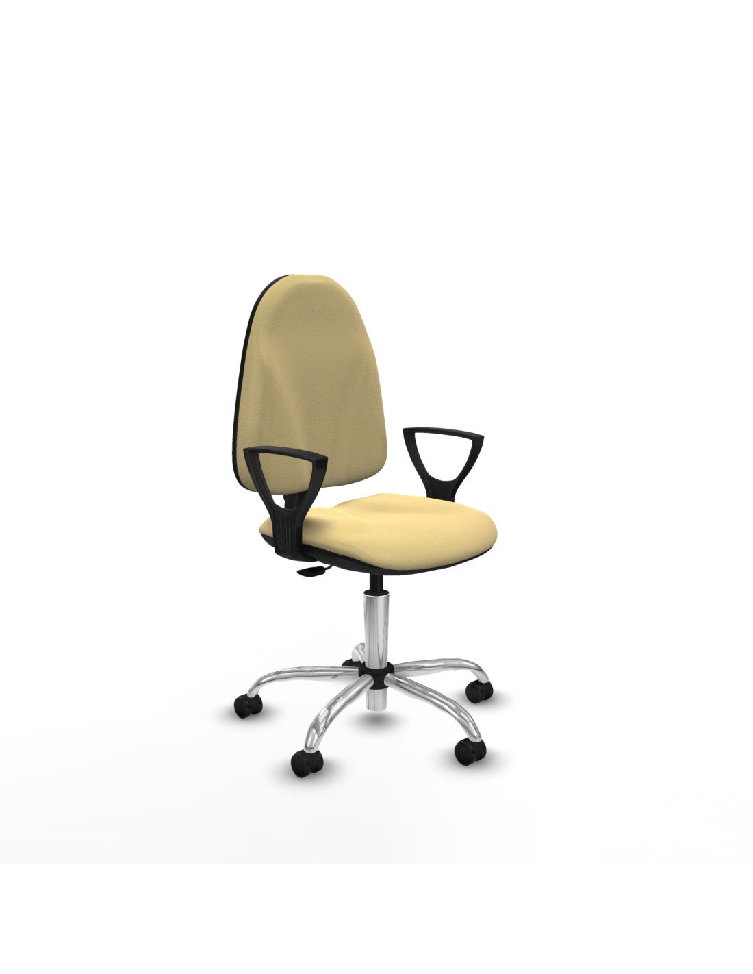 Piqueras y Crespo Algarra CP similpiel crema brazos fijos base cromada ruedas autofrenantes 50mm