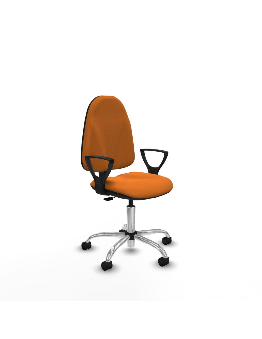 Piqueras y Crespo Algarra CP similpiel naranja brazos fijos base cromada ruedas nailon 50mm