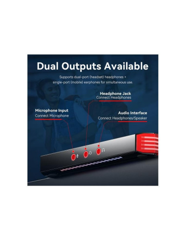 TARJETA DE SONIDO VENTION AMPLIFICADOR GAMING 7.1 USB-C 3X JACK 3.5MM