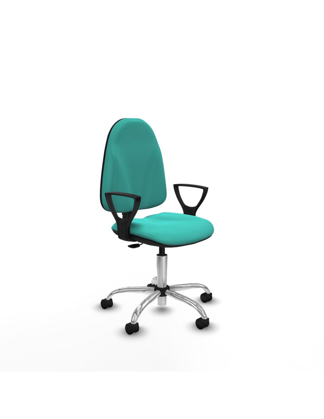 Piqueras y Crespo Algarra CP similpiel turquesa brazos fijos base cromada ruedas nailon 50mm