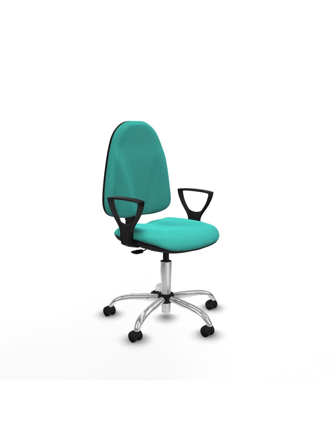 Piqueras y Crespo Algarra CP similpiel turquesa brazos fijos base cromada ruedas engomadas 50mm