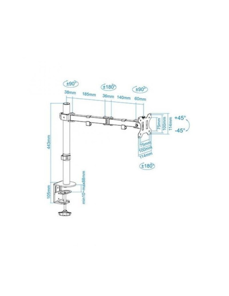 SOPORTE DE MESA TV MONITOR TOOQ DB1032TN-B 13-32 1 BRAZO