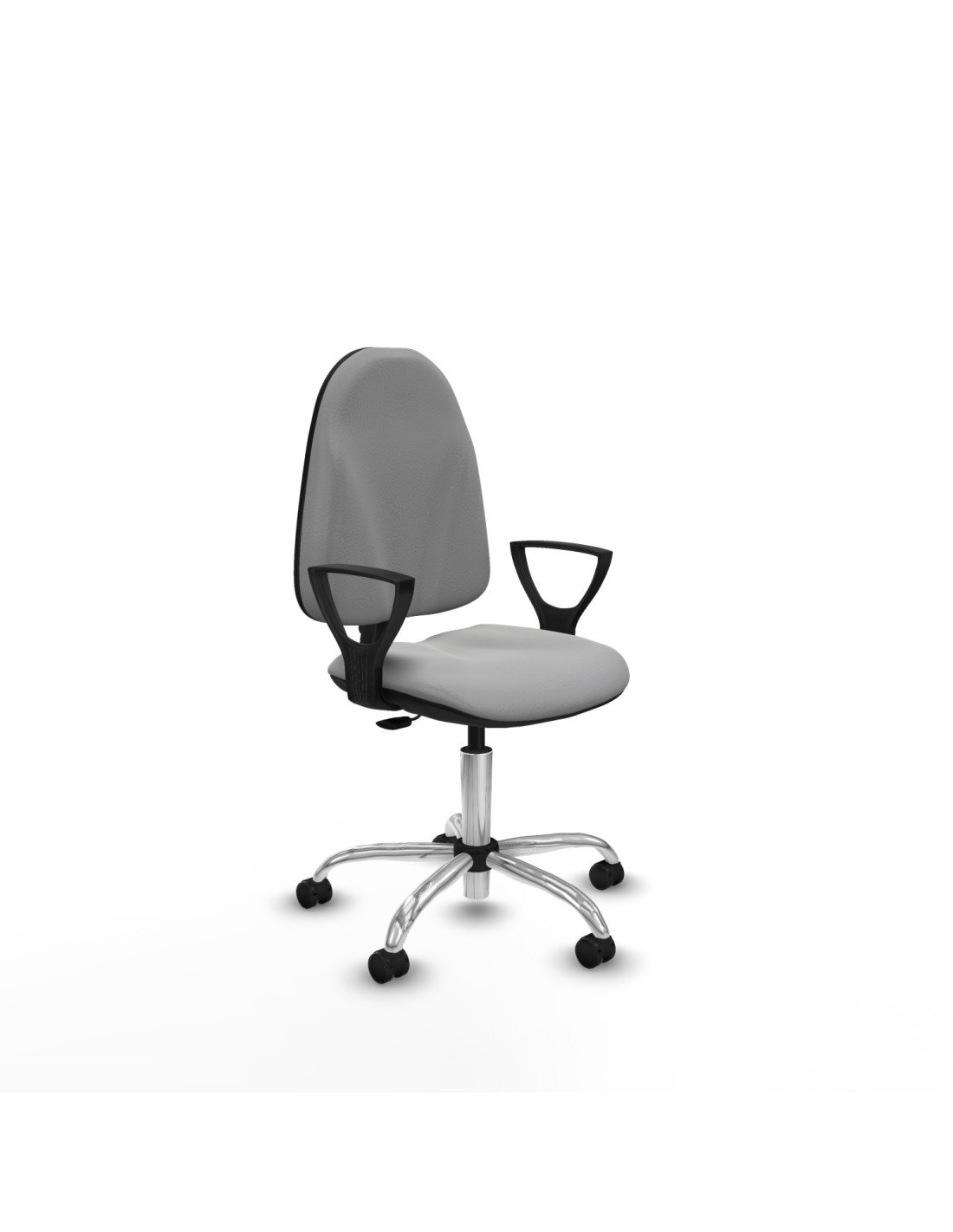 Piqueras y Crespo Algarra CP similpiel gris claro brazos fijos base cromada ruedas engomadas 50mm