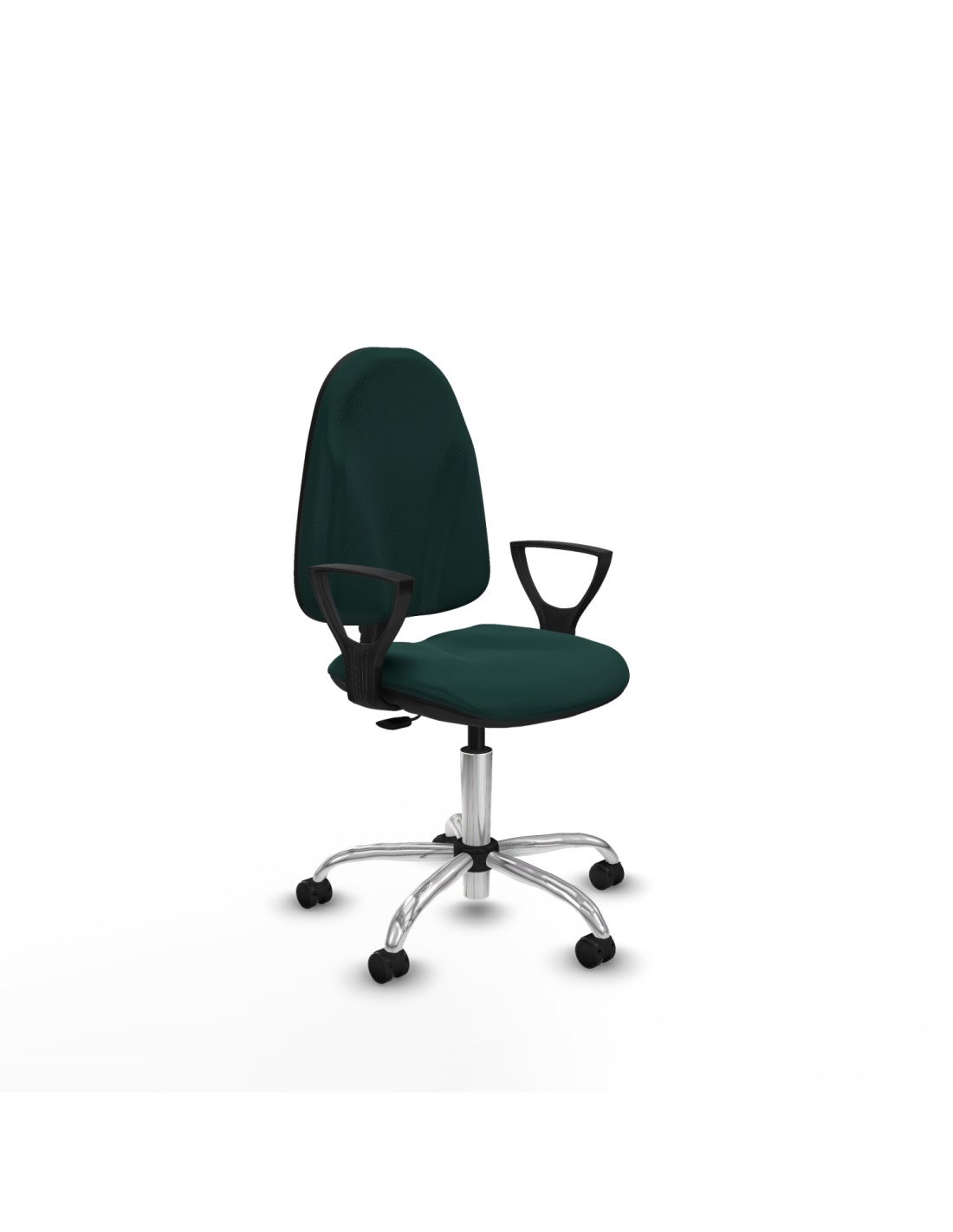 Piqueras y Crespo Algarra CP similpiel verde botella brazos fijos base cromada ruedas engomadas 50mm