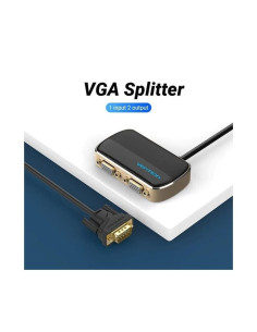 DUPLICADOR VENTION VGA MACHO - 2X VGA HEMBRA ALIMENTACION EXTERNA BLACK 2