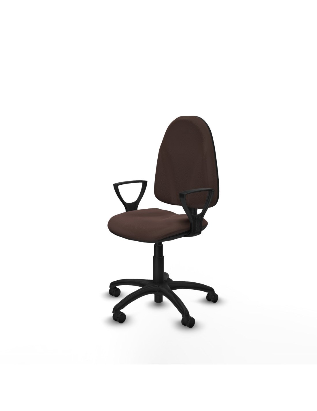 Piqueras y Crespo Algarra CP similpiel marr?n oscuro brazos fijos base poliamida ruedas autofrenantes 50mm