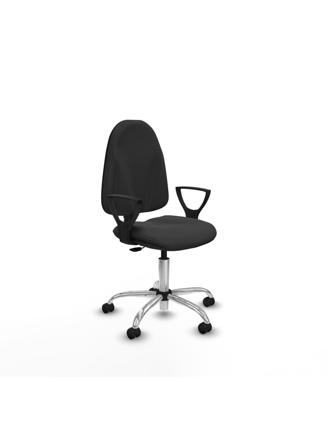 Piqueras y Crespo Algarra CP similpiel gris oscuro brazos fijos base cromada ruedas engomadas 50mm