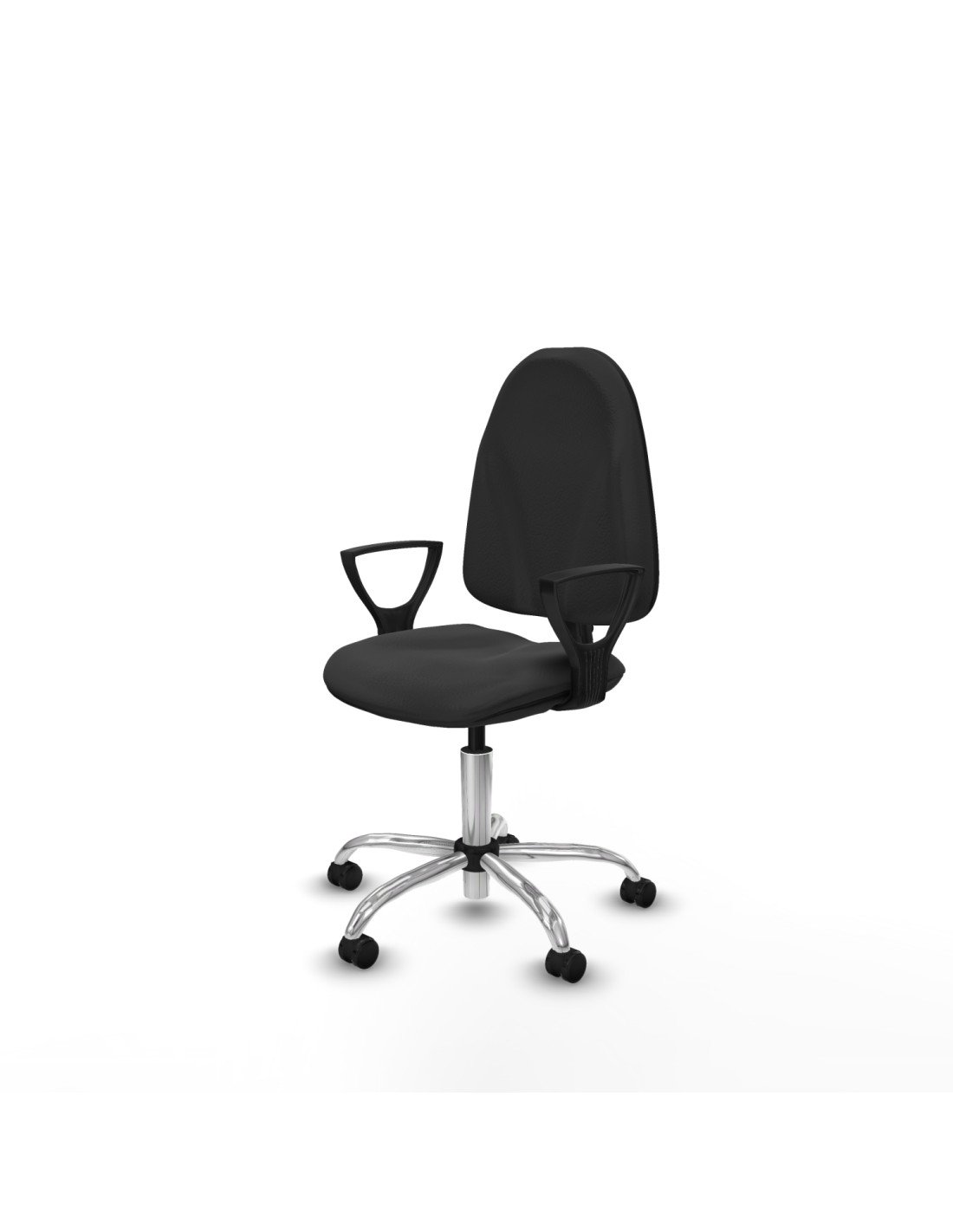 Piqueras y Crespo Algarra CP similpiel gris oscuro brazos fijos base cromada ruedas engomadas 50mm