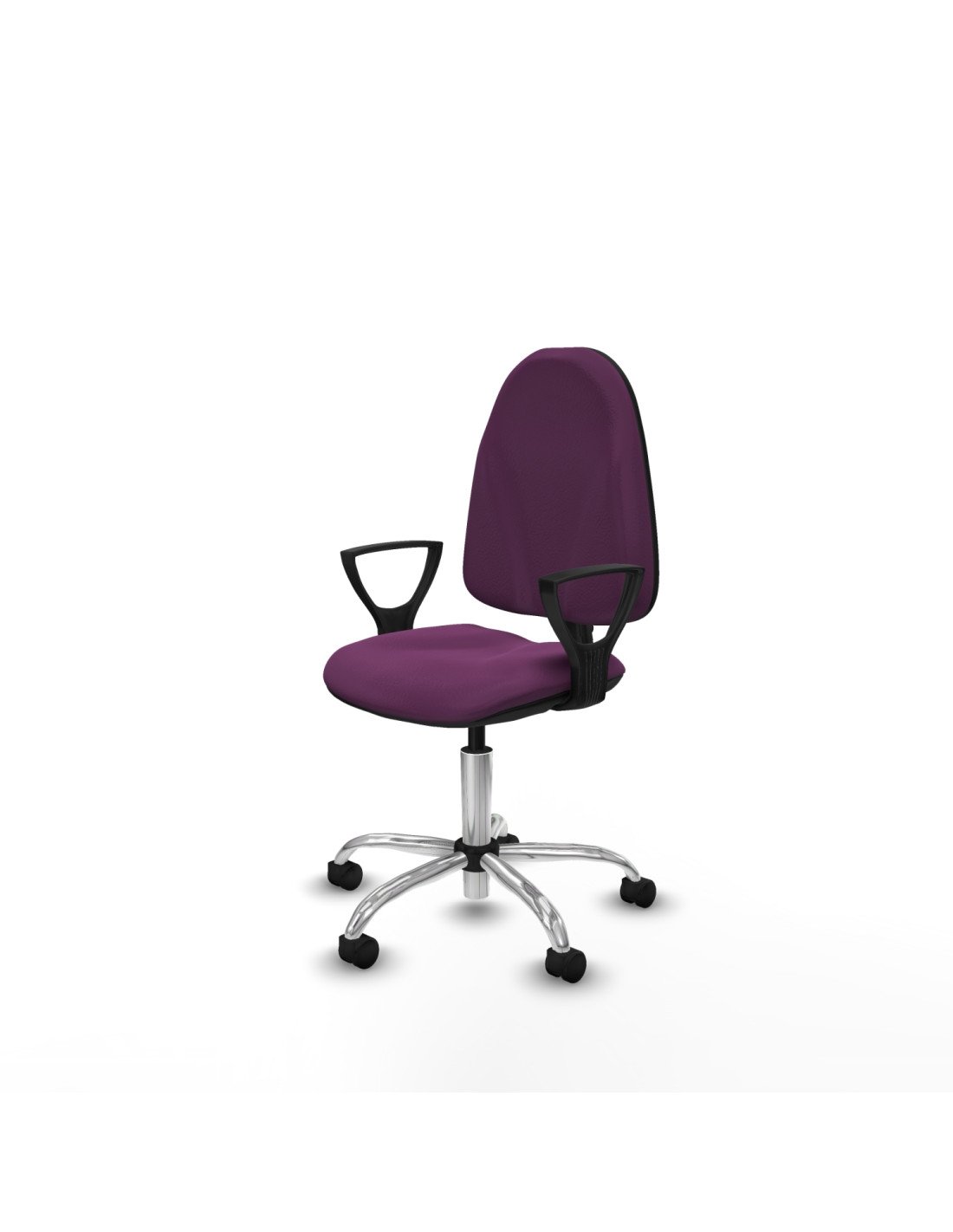 Piqueras y Crespo Algarra CP similpiel morado brazos fijos base cromada ruedas nailon 50mm