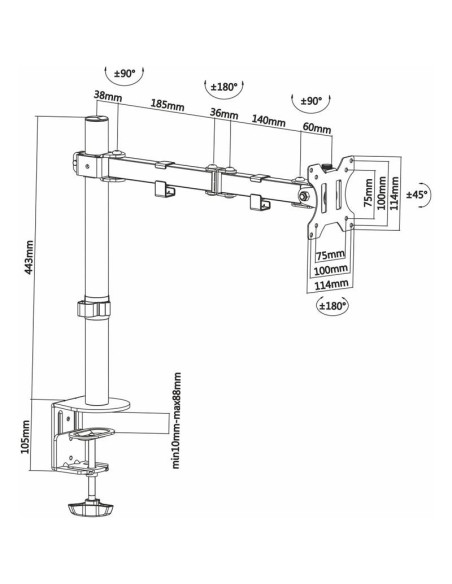 SOPORTE DE MESA TV/MONITOR AISENS 13-32 1 BRAZO BLACK