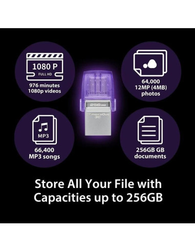 PEN DRIVE 128GB KINGSTON USB-A/USB-C 3.2 PURPLE