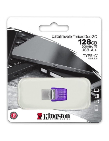 PEN DRIVE 128GB KINGSTON USB-A/USB-C 3.2 PURPLE