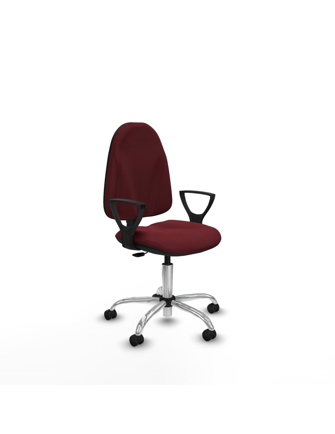 Piqueras y Crespo Algarra CP similpiel granate brazos fijos base cromada ruedas autofrenantes 50mm