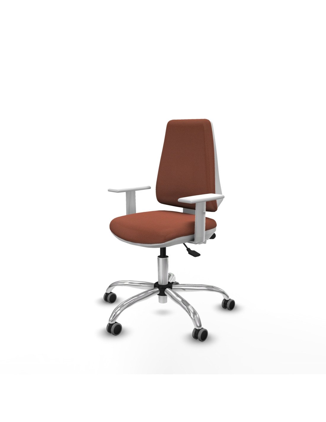 Piqueras y Crespo Elche blanca asincro bali marr?n brazos blancos base cromada ruedas 65mm engomadas