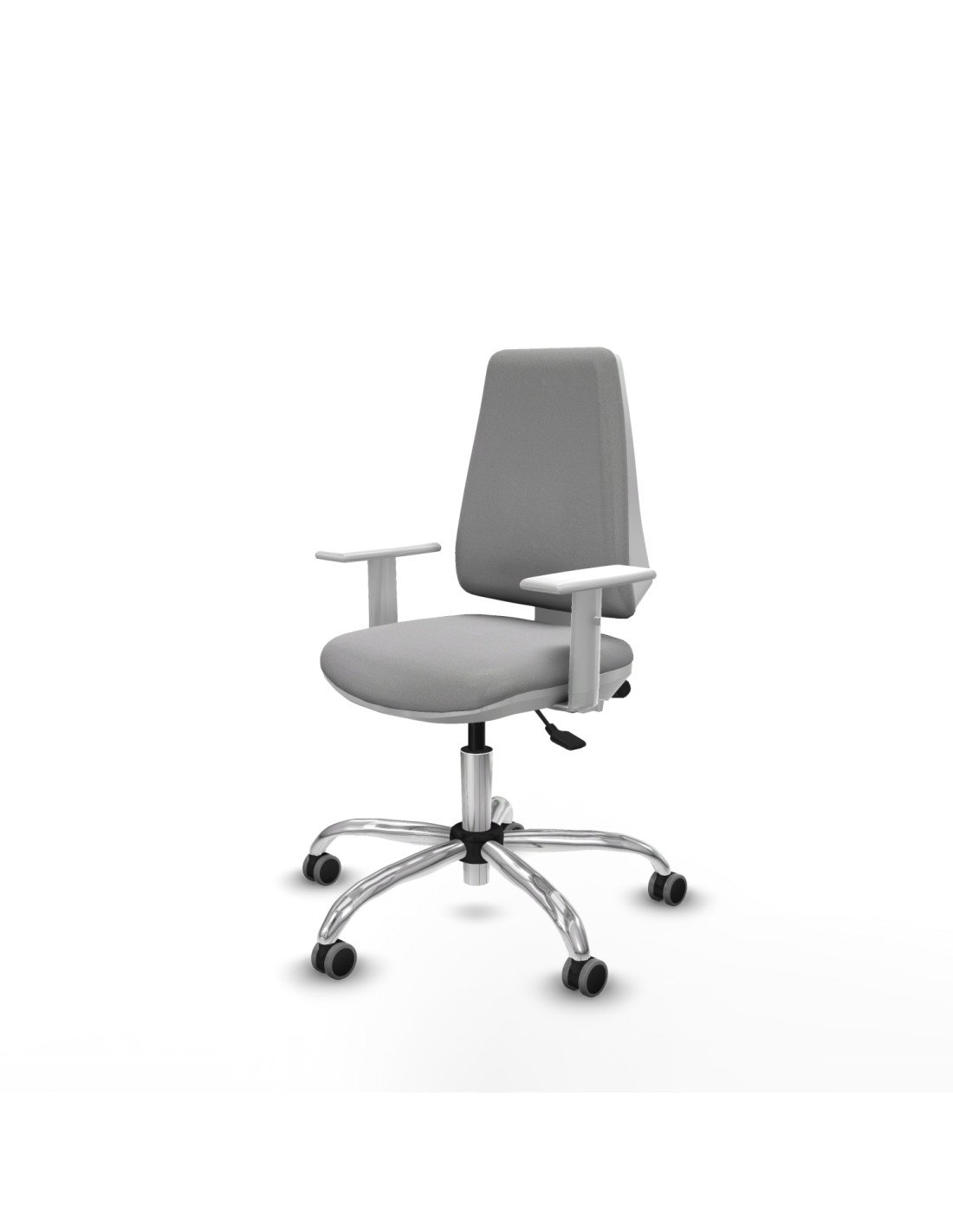 Piqueras y Crespo Elche blanca asincro bali gris claro brazos blancos base cromada ruedas 65mm engomadas