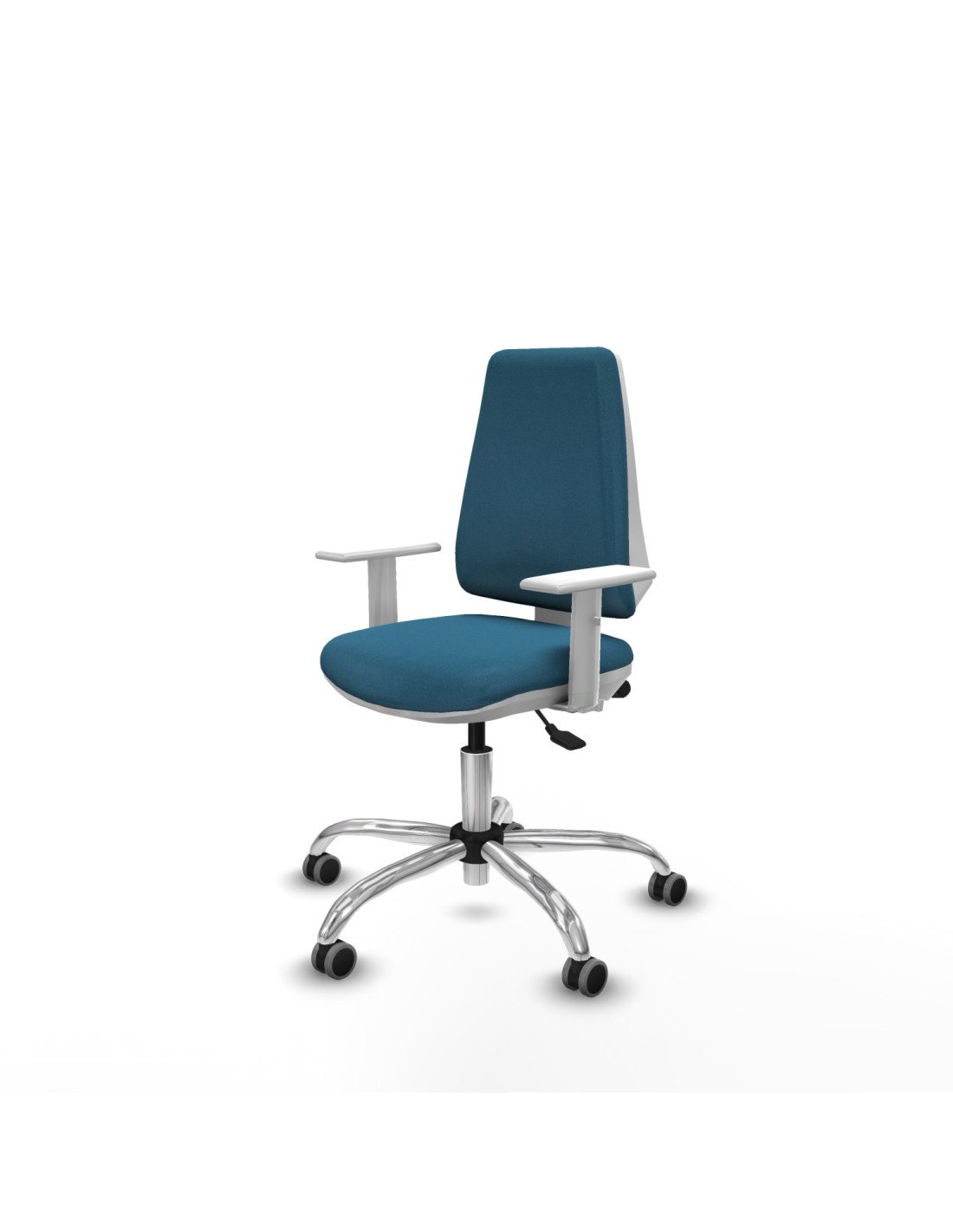 Piqueras y Crespo Elche blanca asincro bali verde petroleo brazos blancos base cromada ruedas 65mm engomadas