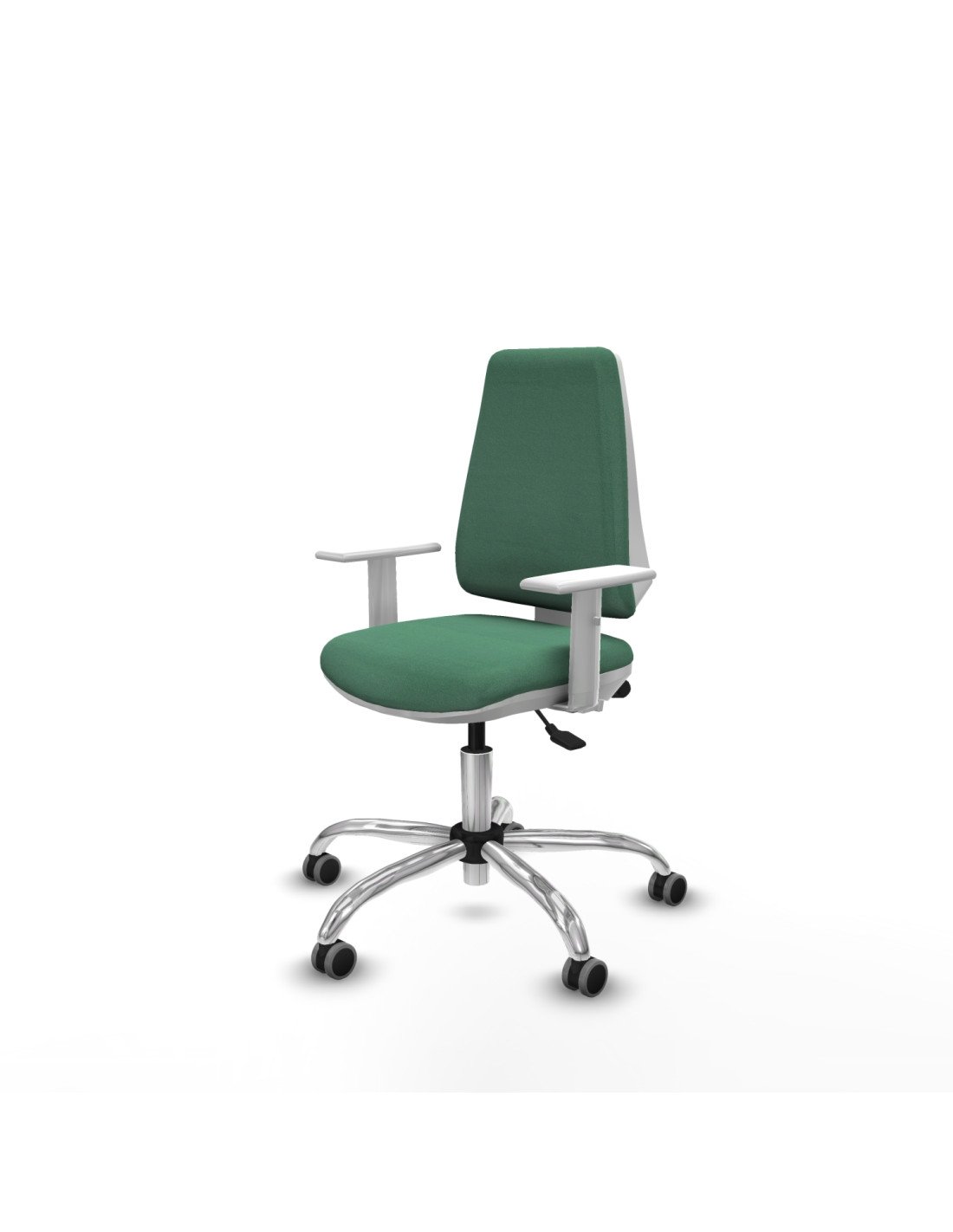 Piqueras y Crespo Elche blanca asincro bali verde esmeralda brazos blancos base cromada ruedas 65mm engomadas