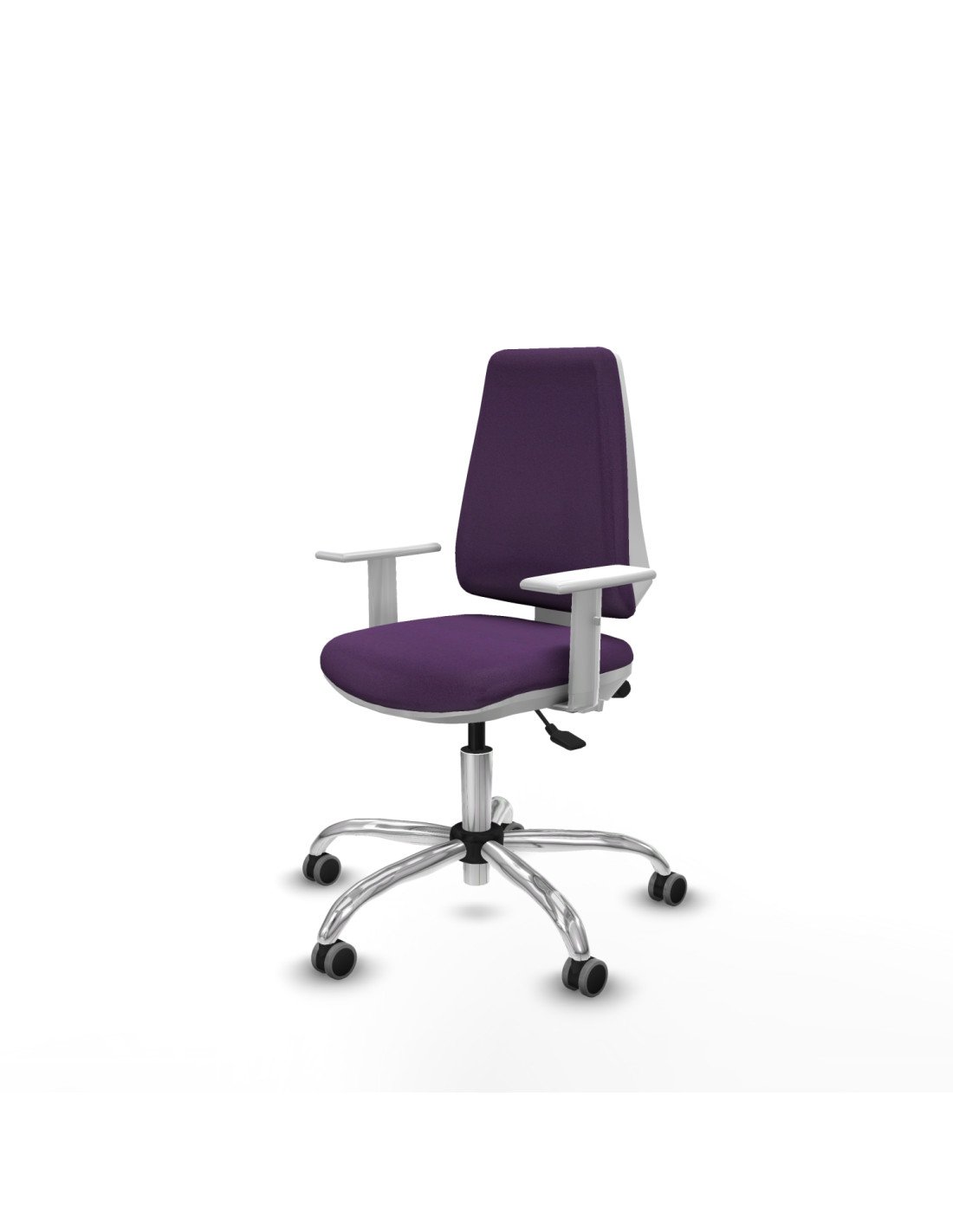 Piqueras y Crespo Elche blanca asincro bali morado brazos blancos base cromada ruedas 65mm engomadas