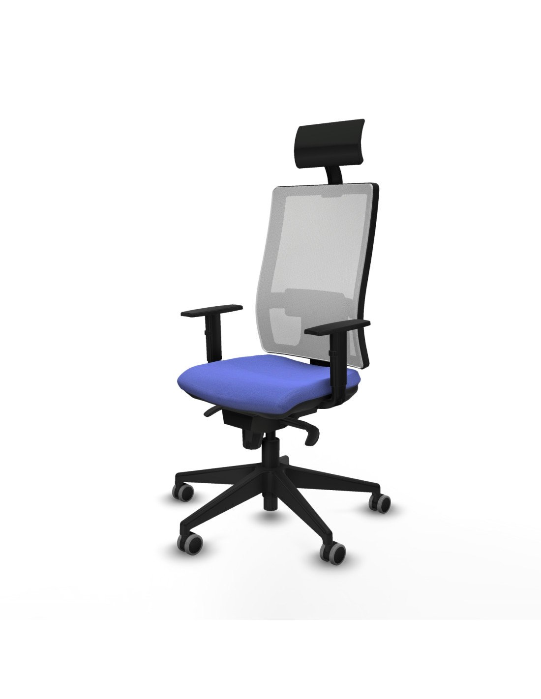 Piqueras y Crespo Horna sincro malla blanca bali azul claro brazos 1D base piramidal cabecero fijo ruedas 65mm engomadas