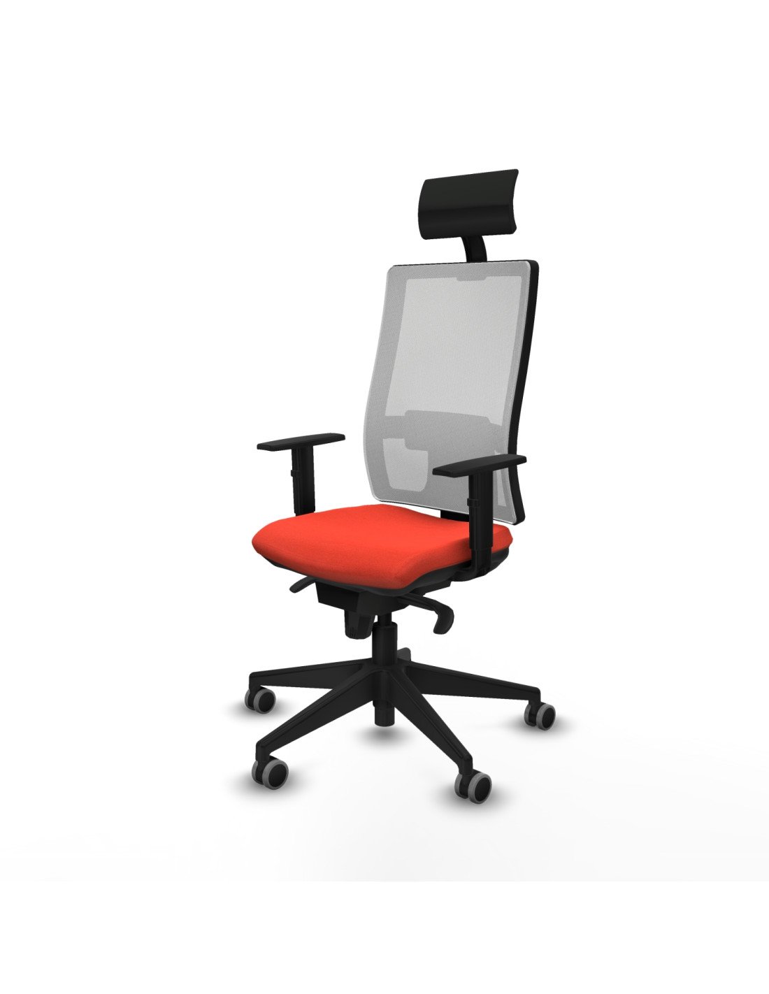 Piqueras y Crespo Horna sincro malla blanca bali naranja oscuro brazos 1D base piramidal cabecero fijo ruedas 65mm engomadas