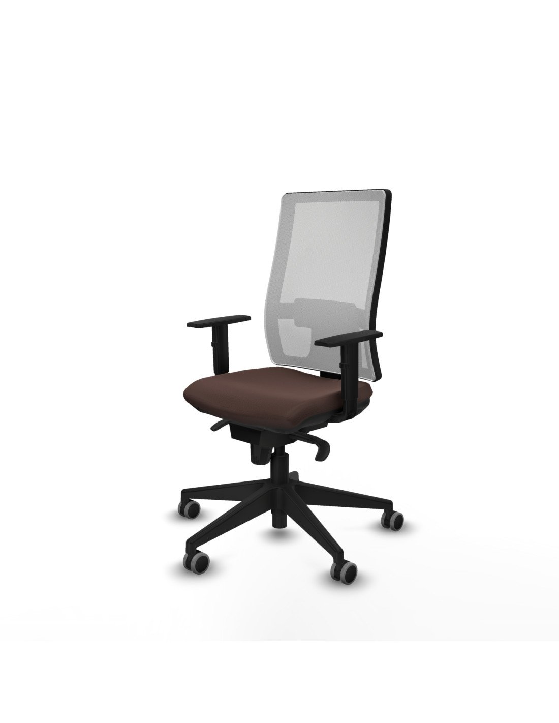 Piqueras y Crespo Horna sincro malla blanca similpiel marr?n oscuro brazos 1D base piramidal  ruedas 65mm engomadas