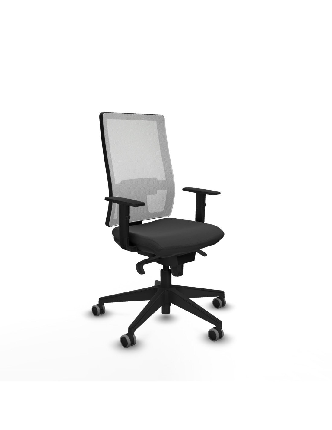 Piqueras y Crespo Horna sincro malla blanca similpiel gris oscuro brazos 1D base piramidal  ruedas 65mm engomadas