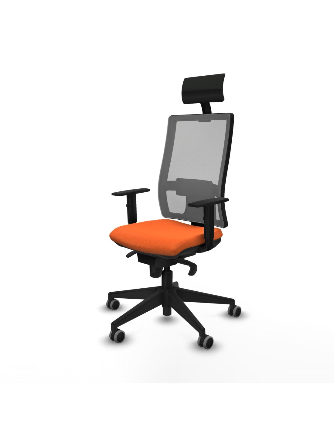 Piqueras y Crespo Horna sincro malla gris bali naranja brazos 1D base piramidal cabecero fijo ruedas 65mm engomadas