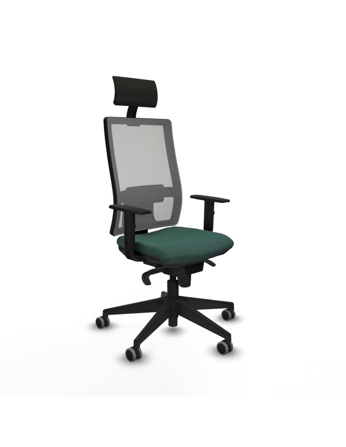 Piqueras y Crespo Horna sincro malla gris bali verde botella brazos 1D base piramidal cabecero fijo ruedas 65mm engomadas