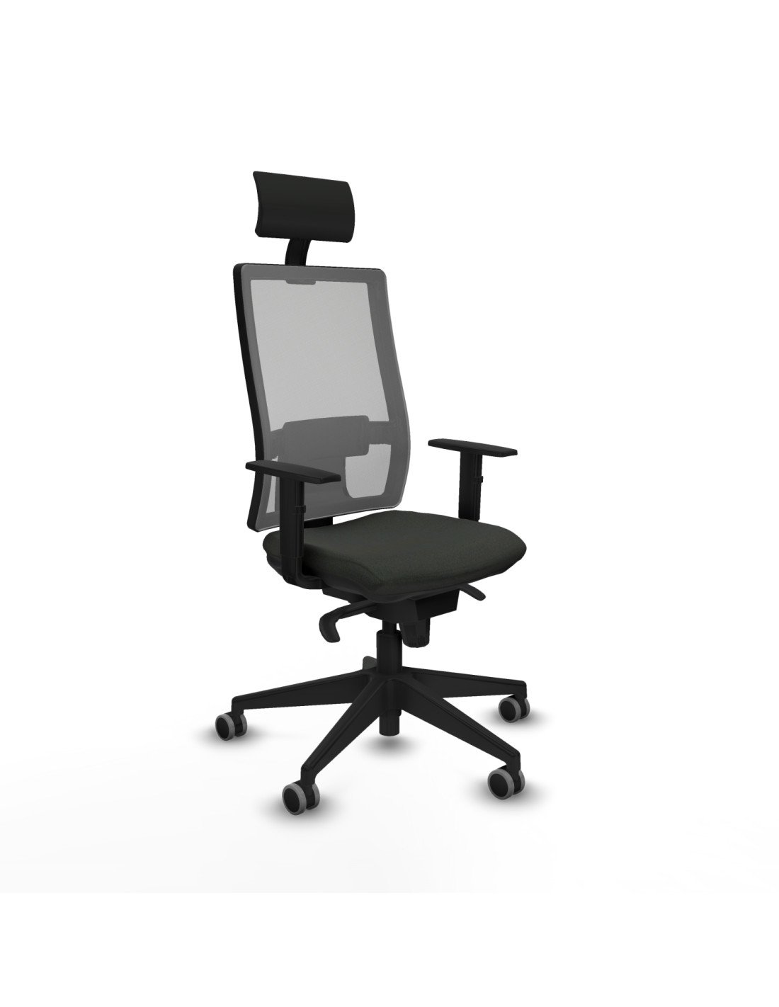 Piqueras y Crespo Horna sincro malla gris bali negro brazos 1D base piramidal cabecero fijo ruedas 65mm engomadas