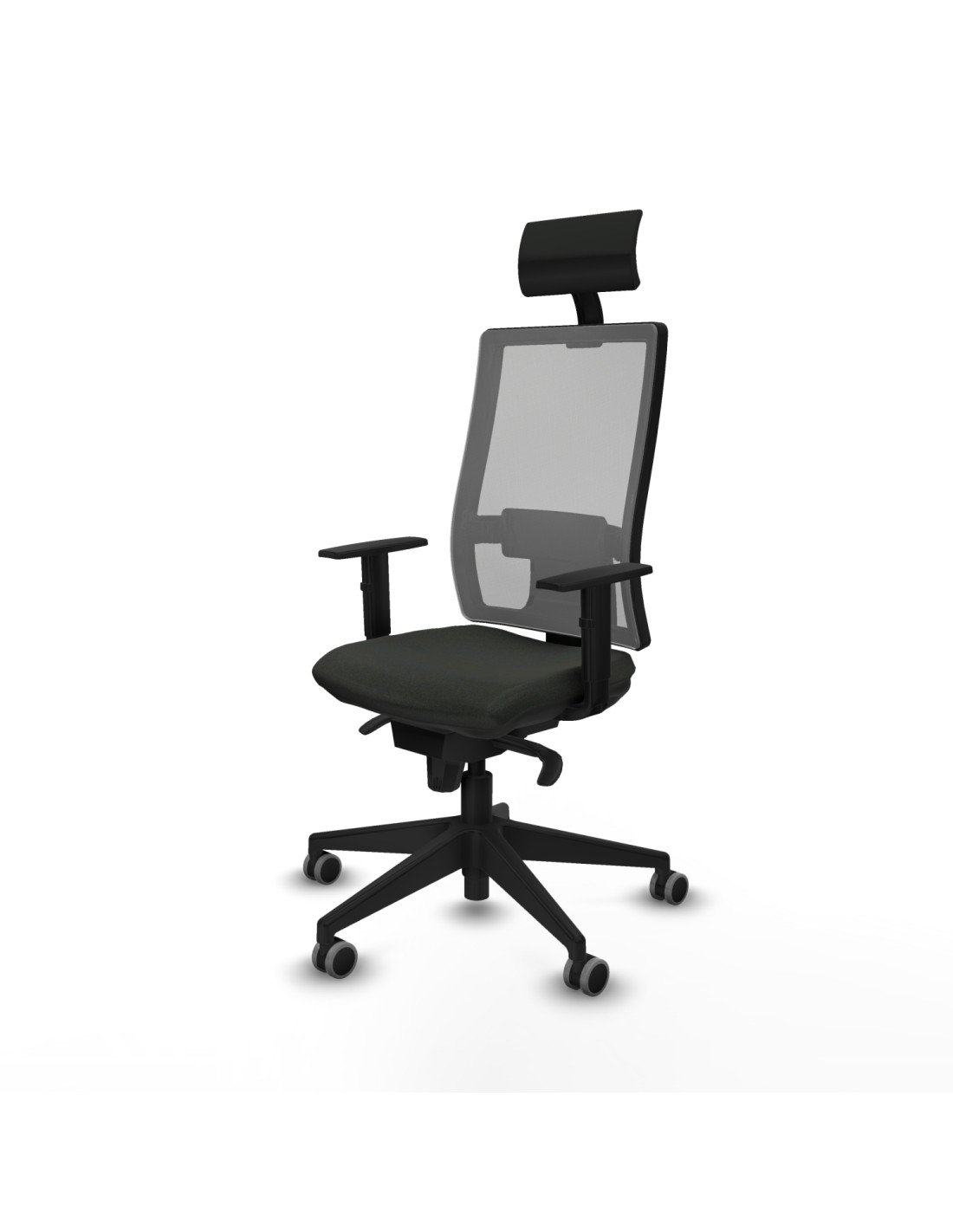 Piqueras y Crespo Horna sincro malla gris bali negro brazos 1D base piramidal cabecero fijo ruedas 65mm engomadas