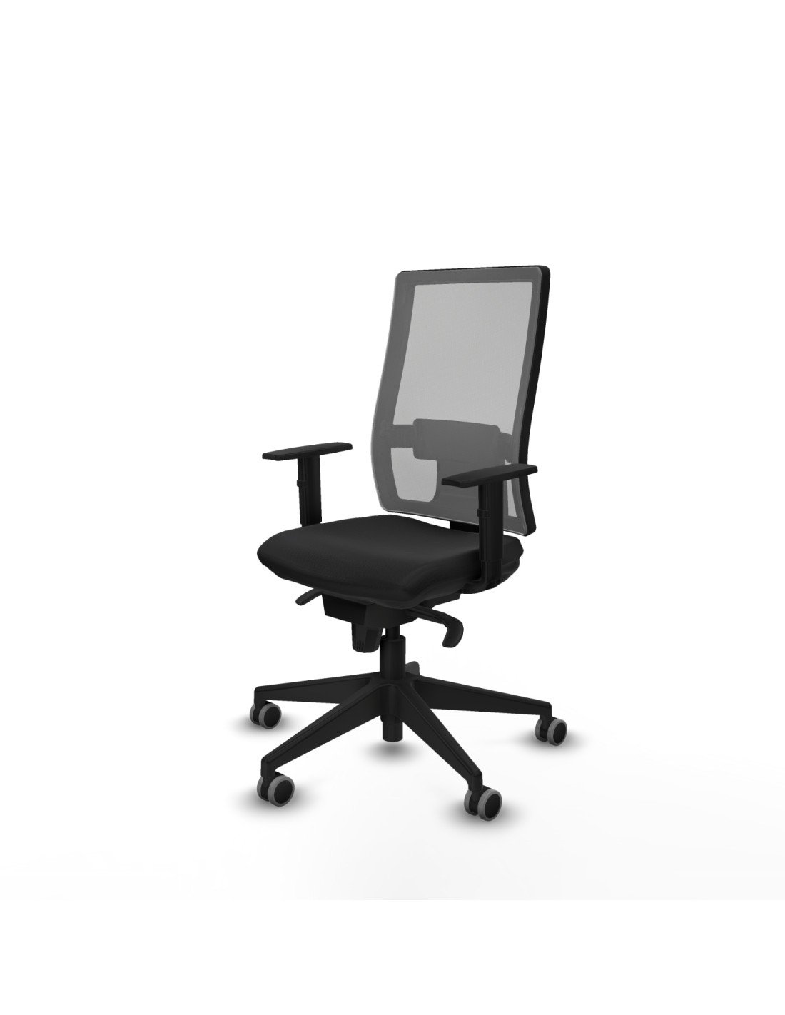 Piqueras y Crespo Horna sincro malla gris similpiel negro brazos 1D base piramidal  ruedas 65mm engomadas