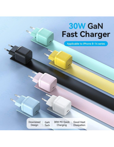 CARGADOR SMARTPHONE/TABLET VENTION FAKY0-EU USB-C 30W YELLOW