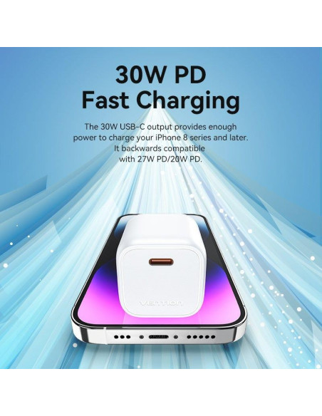 CARGADOR SMARTPHONE/TABLET VENTION FAKY0-EU USB-C 30W YELLOW