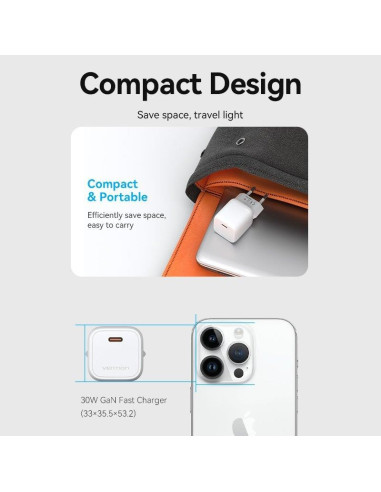 CARGADOR SMARTPHONE/TABLET VENTION FAKY0-EU USB-C 30W YELLOW