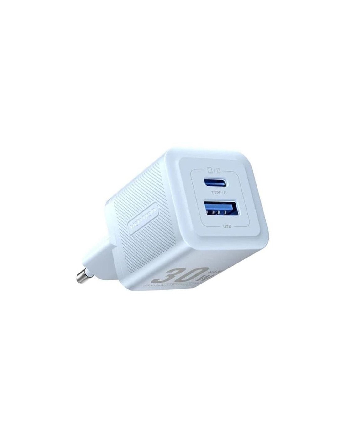 CARGADOR DE PARED VENTION GAN USB-C USB-A 30W BLUE