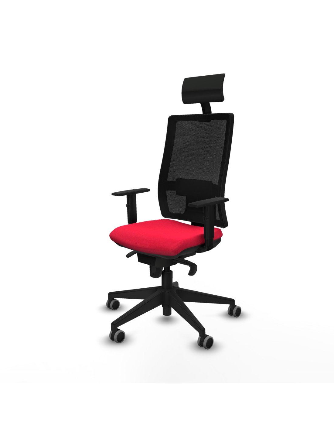 Piqueras y Crespo Horna sincro malla negra bali rojo brazos 1D base piramidal cabecero fijo ruedas 65mm engomadas