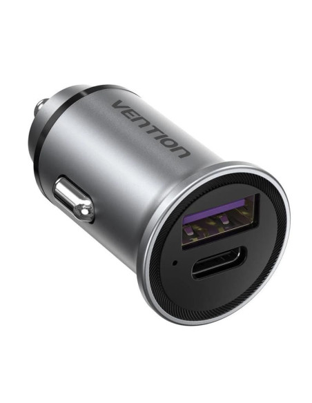 CARGADOR COCHE SMARTPHONE VENTION 30W USB-A USB-C SILVER