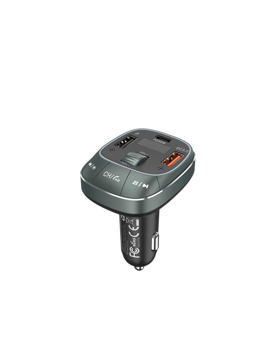 TRANSMISOR COCHE VENTION FM MP3 BLUETOOTH USB-C 2XUSB 30W BLACK