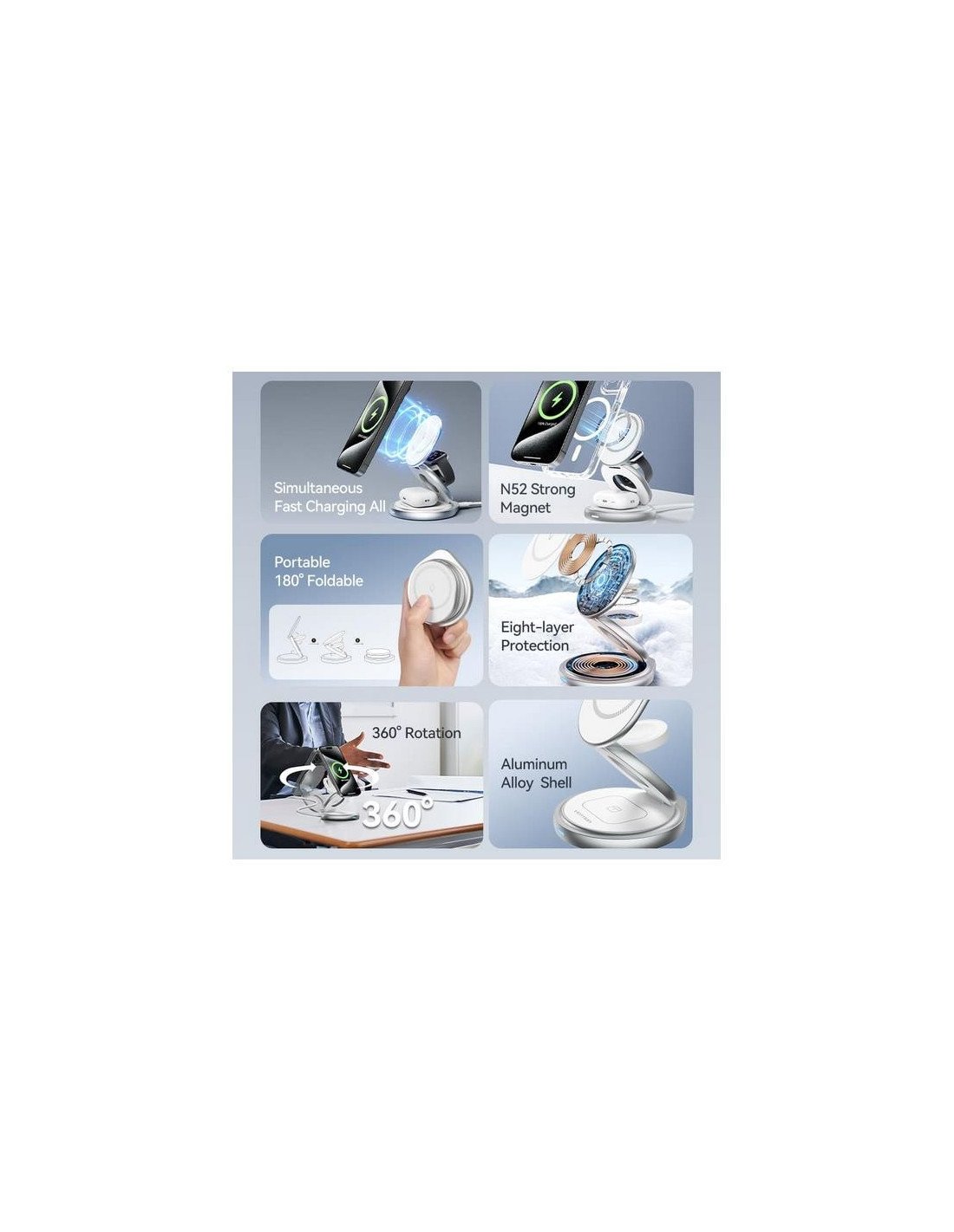 BASE CARGADOR VENTION SMARTPHONE/APPLE WATCH/AURICULARES WIRELESS SILVER