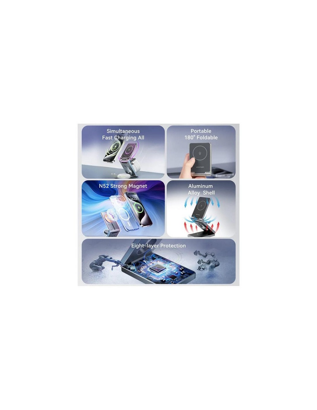 BASE CARGADOR VENTION SMARTPHONE/APPLE WATCH/AURICULARES WIRELESS BLACK